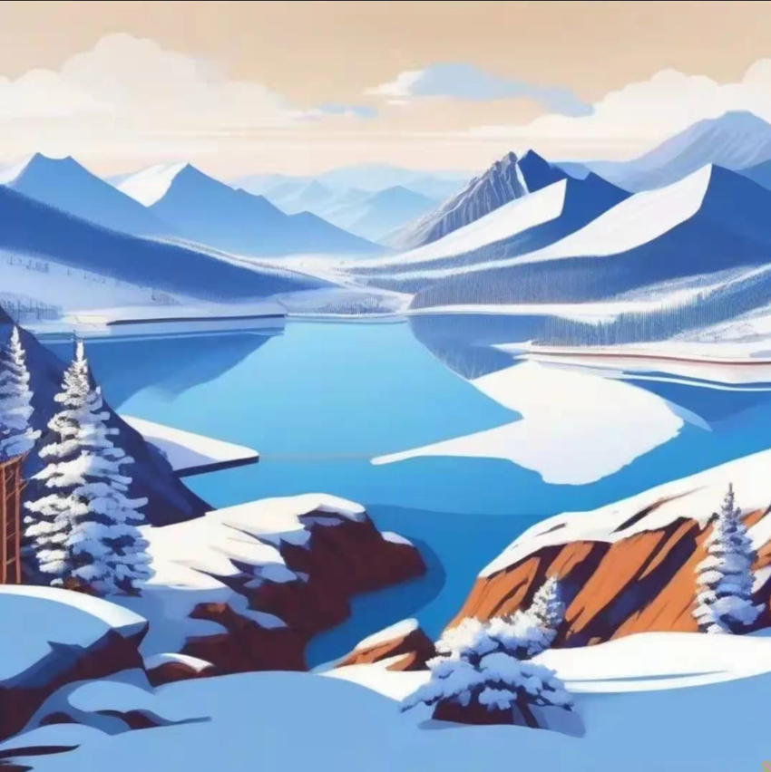 長白山天池，長白山插畫，長春插畫設(shè)計(jì)